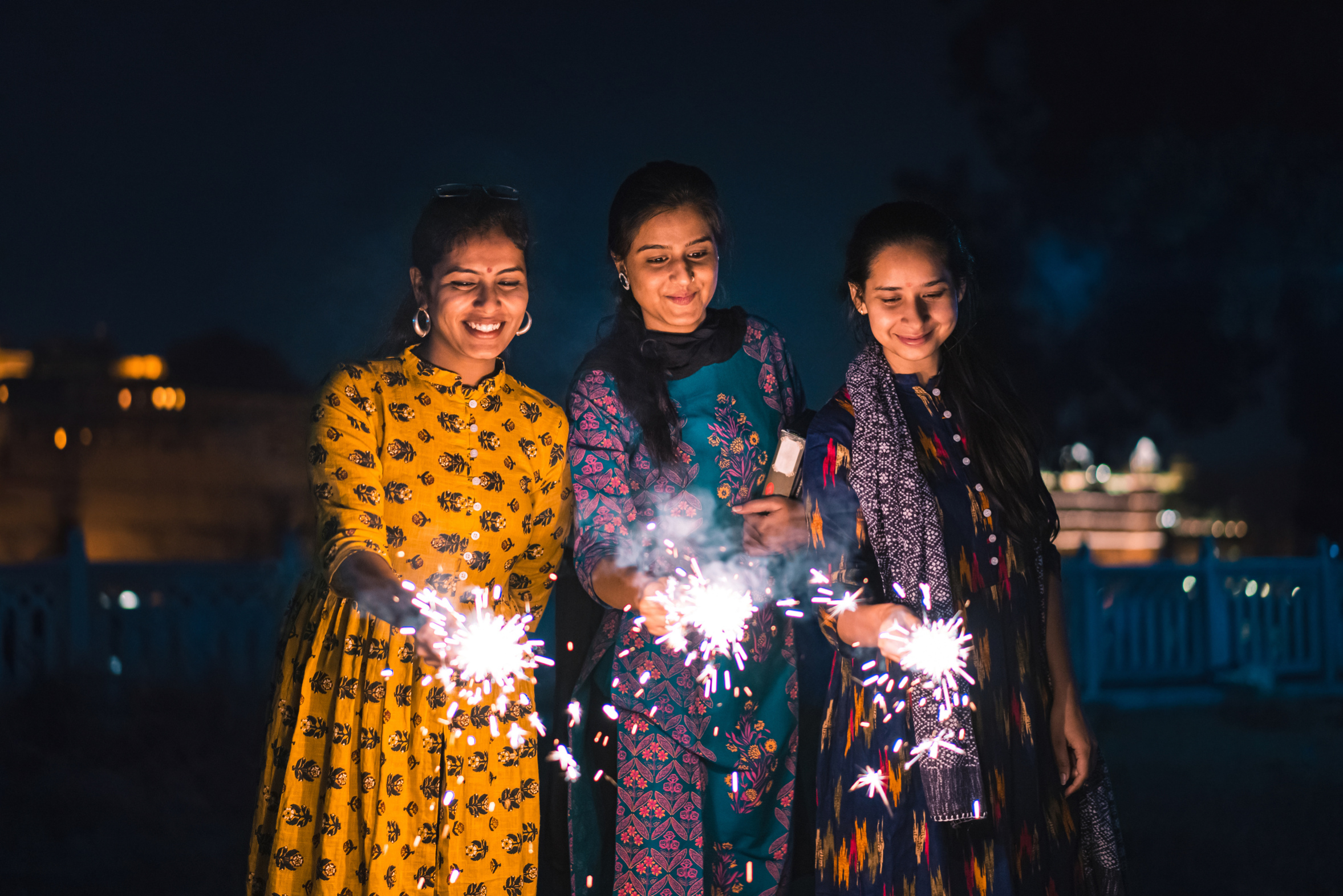 diwali celebrations with sparklers